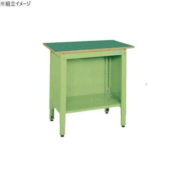 サカエ 一人用作業台 高さ調整タイプ 900×600×800mm グリーン TCP-096