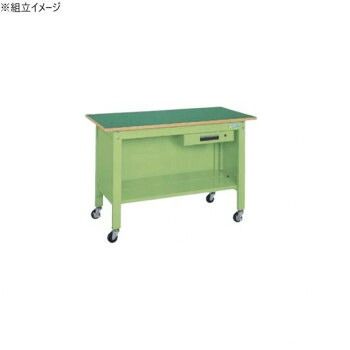 サカエ 一人用作業台CPBタイプ移動式 サカエリューム天板 1200×600×810mm グリーン CPB-126A