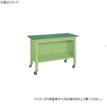 サカエ 一人用作業台CPBタイプ移動式 サカエリューム天板 900×600×810mm グリーン CPB-096