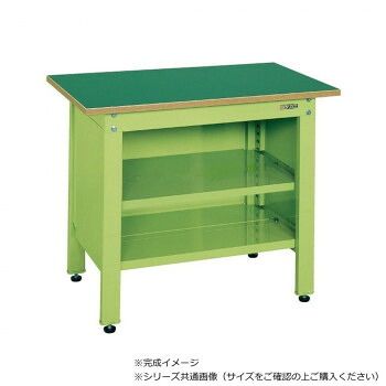 サカエ 一人用作業台CPタイプ サカエリューム天板 900×600×740mm グリーン 中棚付 CP-096T 50,690円