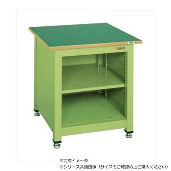 サカエ 一人用作業台KTタイプ サカエリューム天板 700×700×740mm 中棚付 KT-102FEN