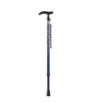 フジホーム ステッキ 杖 アクティブグレース伸縮S ボタニカルネイビー WB5227