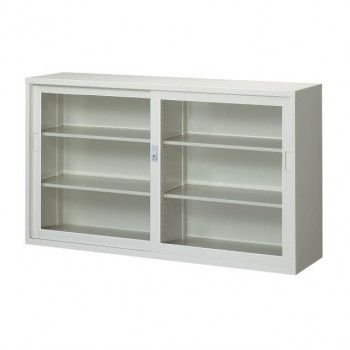 一般書庫/D:400タイプ 5×3型用引違書庫(ガラス戸) 棚板4枚付 ニューグレー COM-N305G