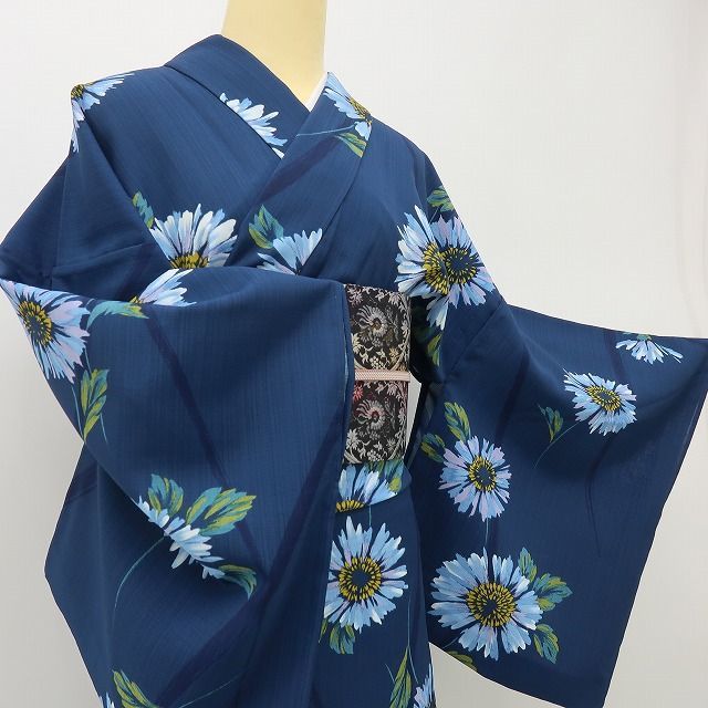 ム*す様 大塚呉服店　セオアルファ　お誂え　新品未使用しつけ付　トールサイズ　身 六花-RIKKA- 美品 洗える夏着物 誂えポリエステル セオアルファ 紗