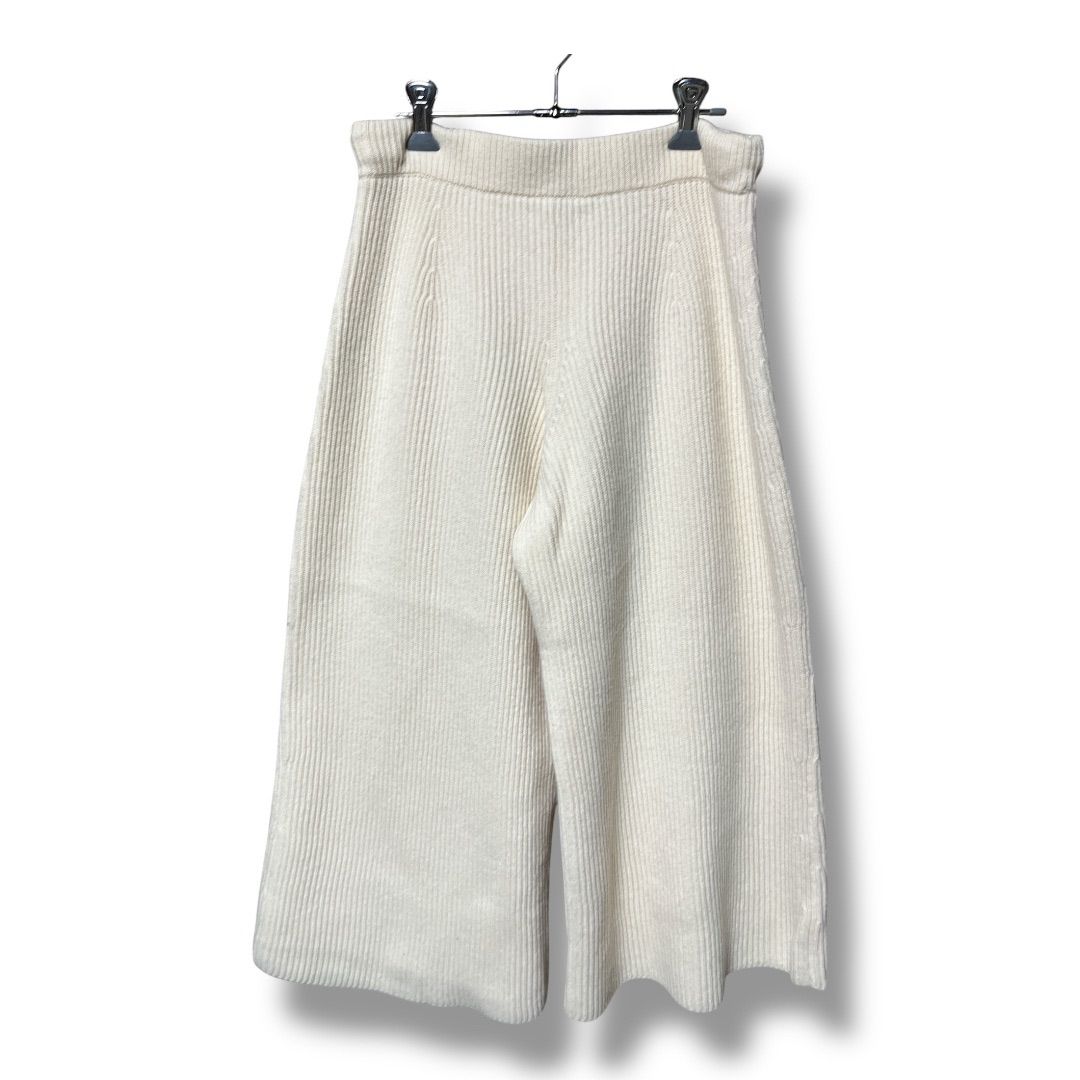 Drawer ドゥロワー ウールカシミヤ ニットパンツ ワイドパンツ フレアパンツ ストレッチ リブニット レディース アイボリー 冬 ゴーゴー古着久喜倉庫店 18 No.K2393