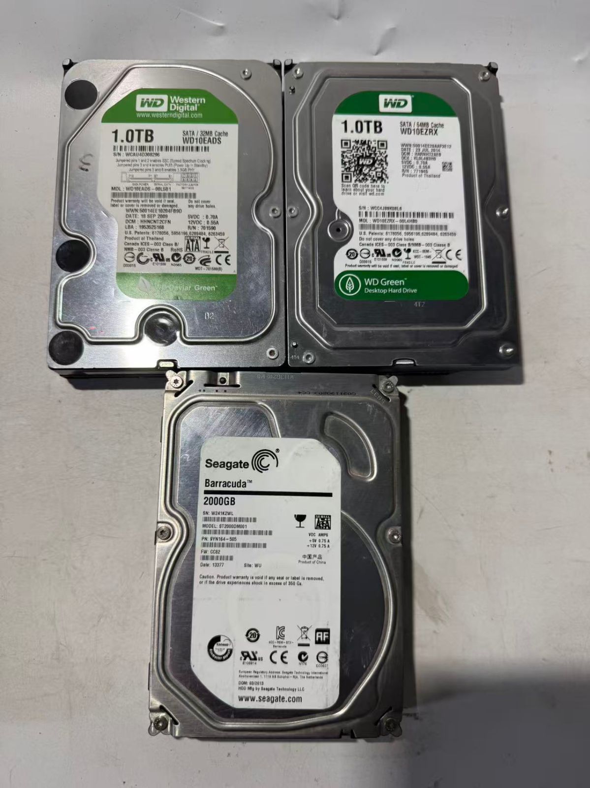 WD 2TB HDD + Seagate 1TB HDD セット WD 2TB HDD 2台とSeagate 1TB HDD 2TBセット】WD＋Seagate製 1TB HDD×