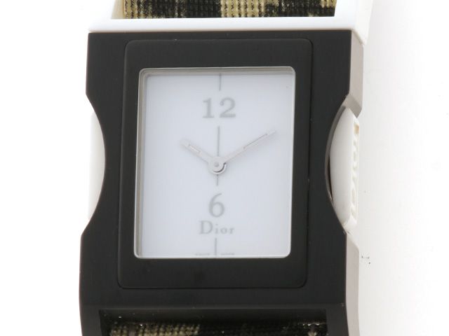 稼働 美品 DIOR 腕時計 レディース D100-321 トロッターベルト Dior ディオール 腕時計 クリス47 D100-321 アルミ/ナイロン ホワイト
