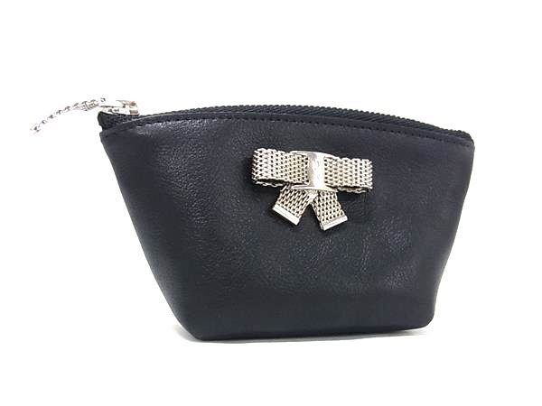 Salvatore Ferragamo フェラガモ コインケース ヴァラ メタルリボン KB-22 7143 ブラック系 レザー レディース 小銭入れ シルバー金具 超美品 11,952円