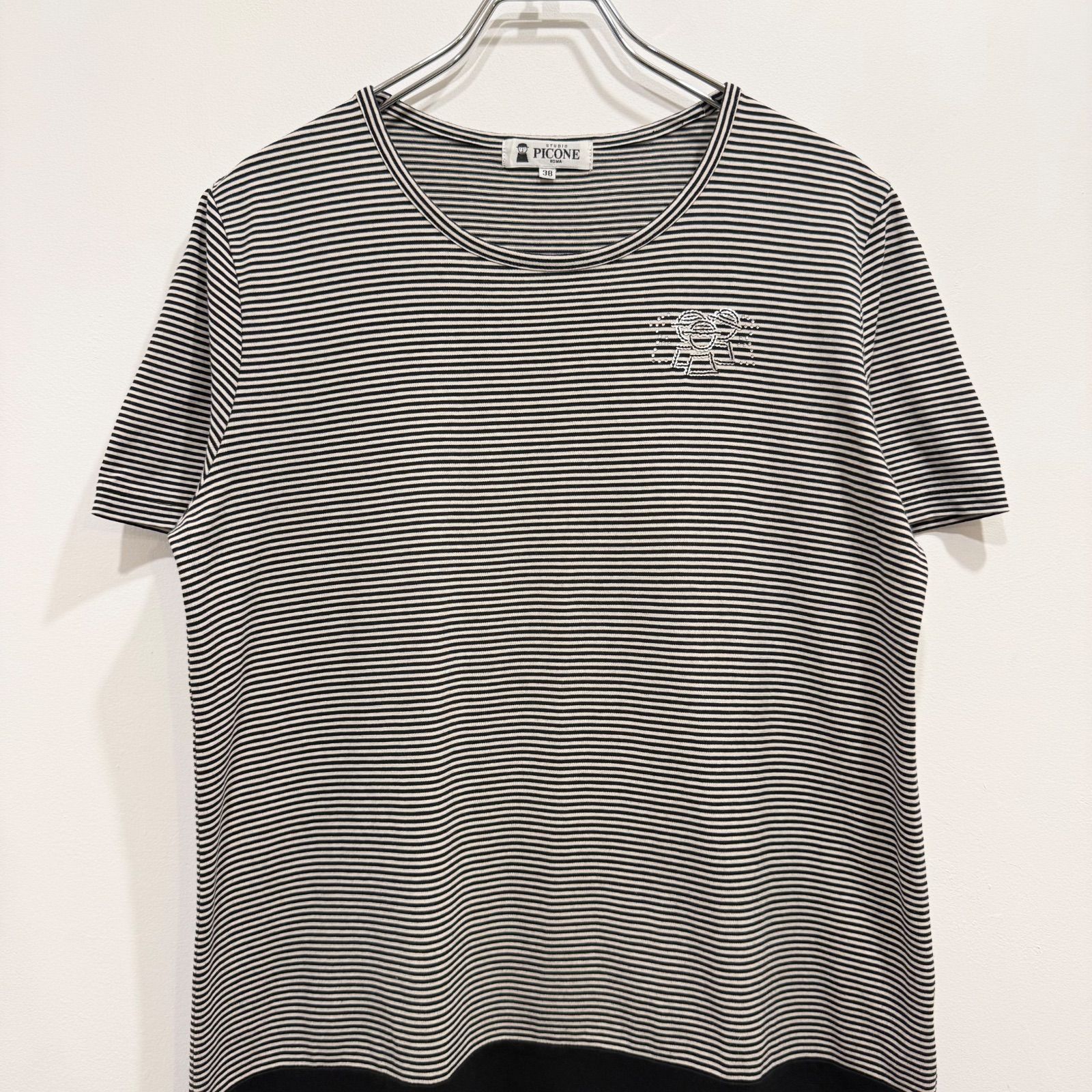 PICONE ピッコーネ 半袖Tシャツ ロゴデザイン ボーダー 38【送料込み
