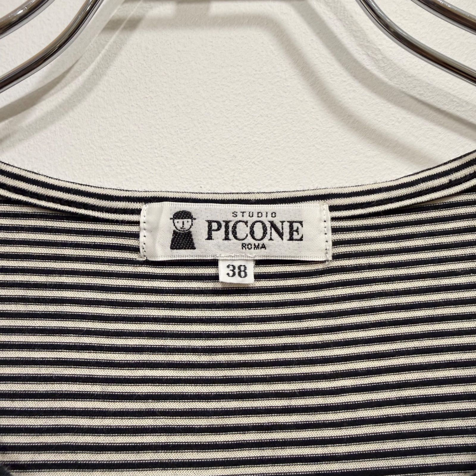 PICONE ピッコーネ 半袖Tシャツ ロゴデザイン ボーダー 38【送料込み