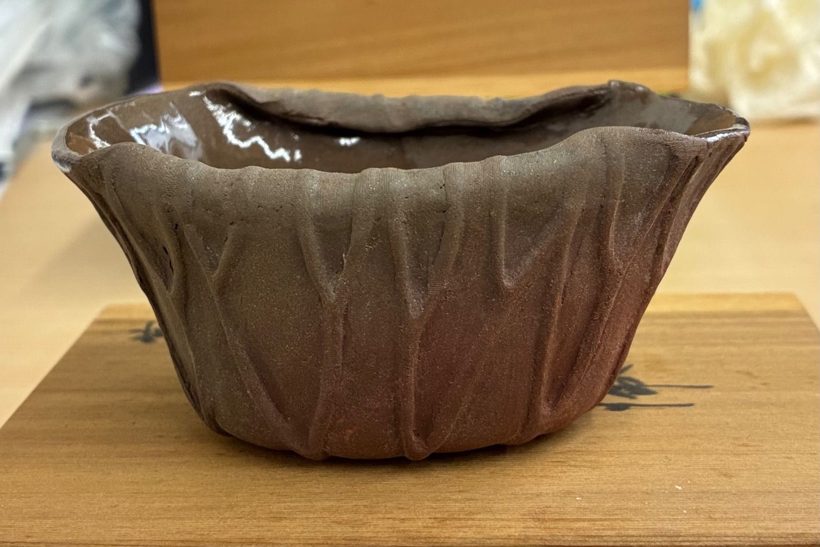 萬古焼 蓮葉湯呑 共箱 煎茶道具 茶器 建水 飾り物 260709-12