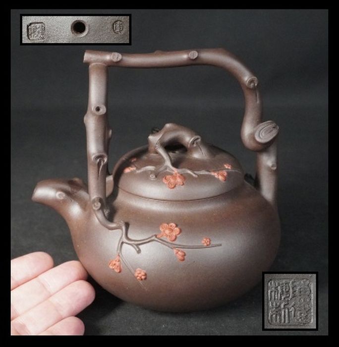 急須 朱泥 中国美術 唐物 煎茶道具 茶器 在銘 古玩 中国宜興