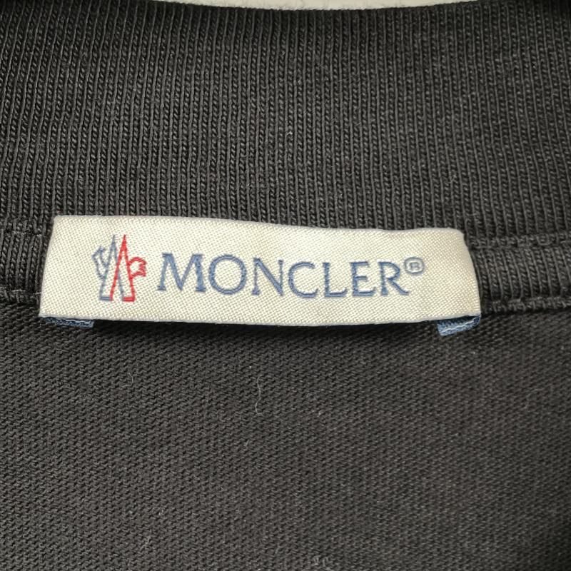 中古】MONCLER ビッグロゴ刺繍 Tシャツ サイズM ブラック H10918C00029