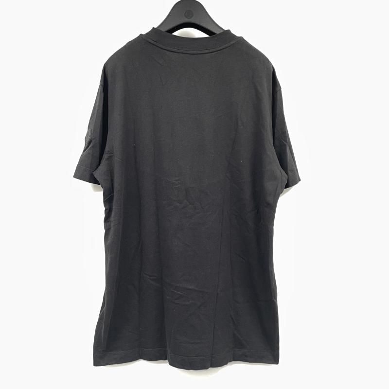 中古】MONCLER ビッグロゴ刺繍 Tシャツ サイズM ブラック H10918C00029