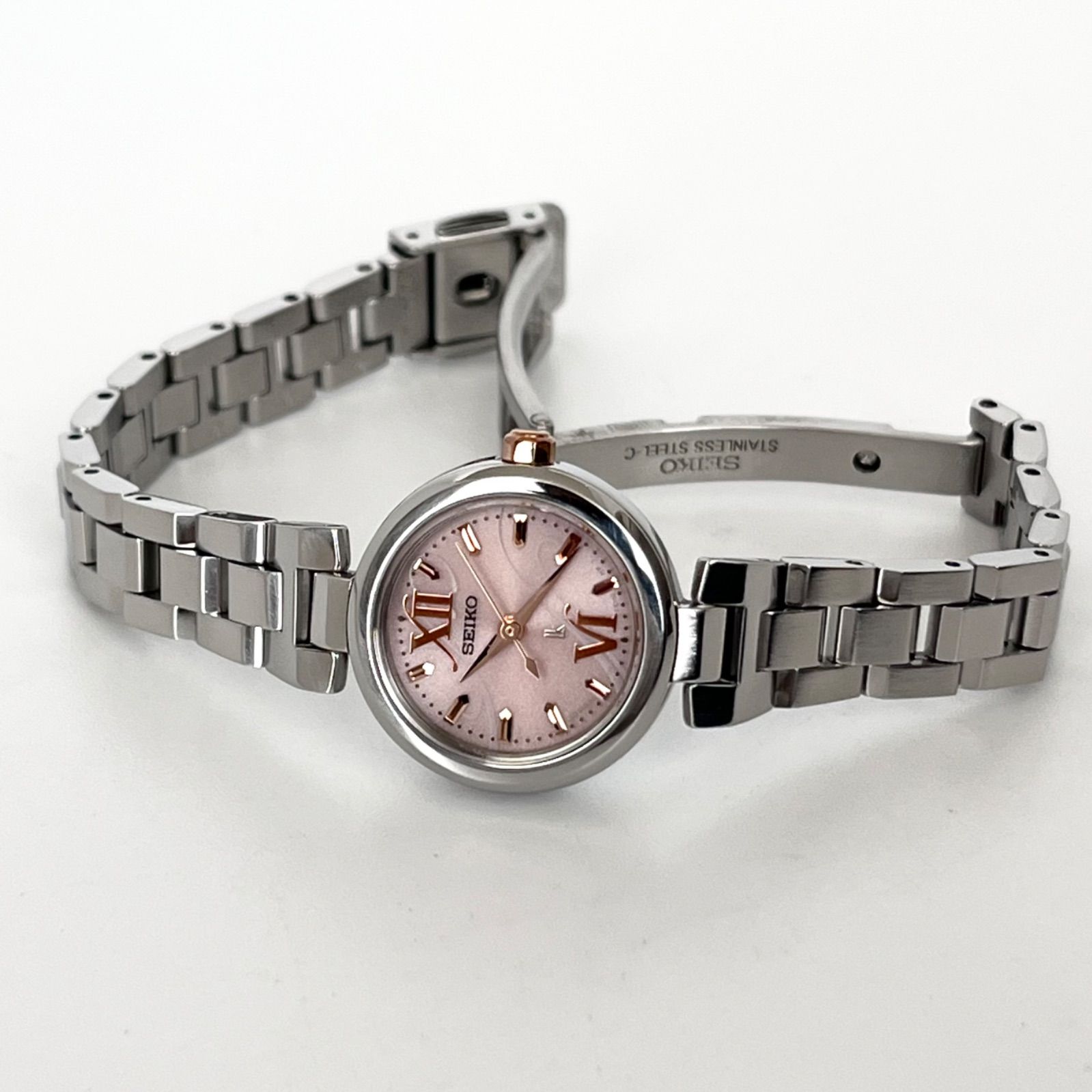 セイコー 腕時計 ルキア ピンク文字盤 ソーラー電池 稼働品 稼働】磨き済み セイコー SEIKO ルキア LUKIA レディース 腕時計