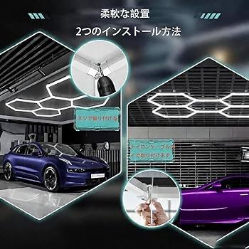 LED ガレージ照明ライト 六角形 192W 24960lm 6500K ハニカムライト 高 