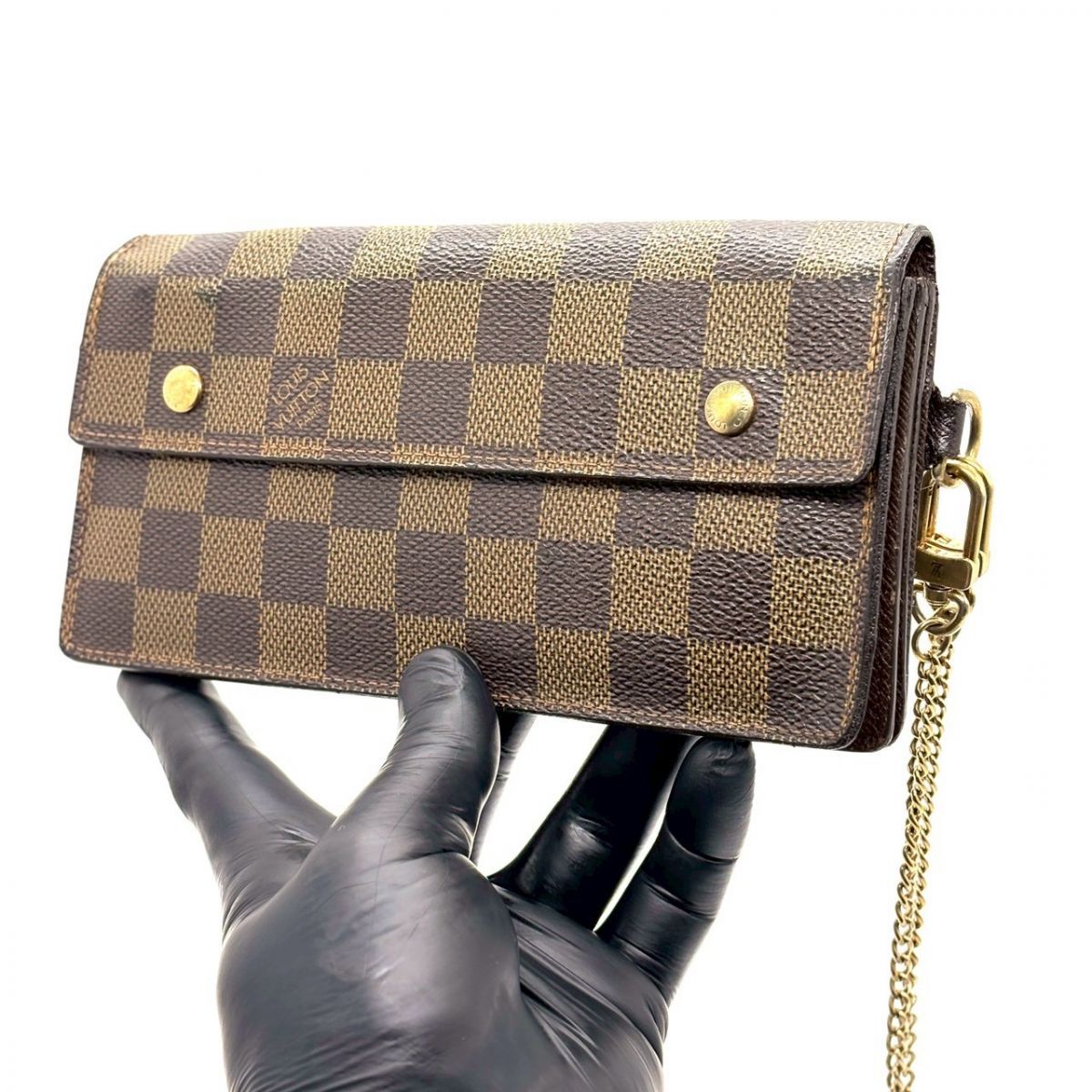 LOUIS VUITTON ポルト・フォイユ・アコルディオン　ダミエ　財布 身軽さに品を添える】 LOUIS VUITTON チェーンウォレット ダミエ
