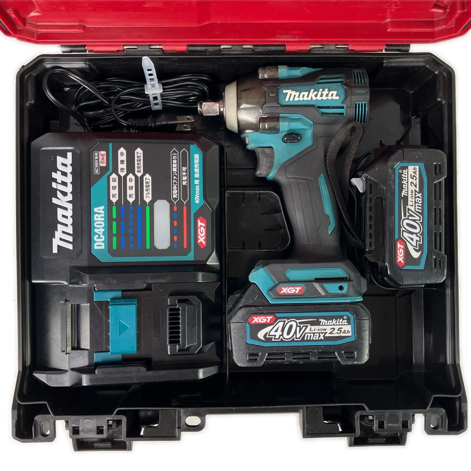MAKITA マキタ 40v 12.7mm 充電式インパクトレンチ バッテリーx2 充電器 ケース付 TW004G ブルー
