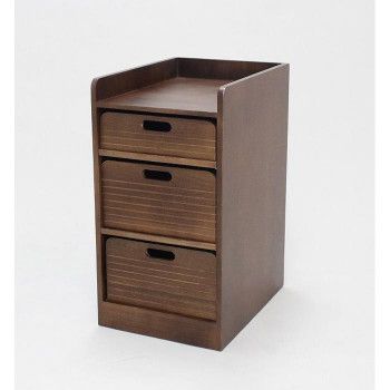 天然木桐材の軽量トレイワゴン W30×3段 ブラウン TRW-304056BR