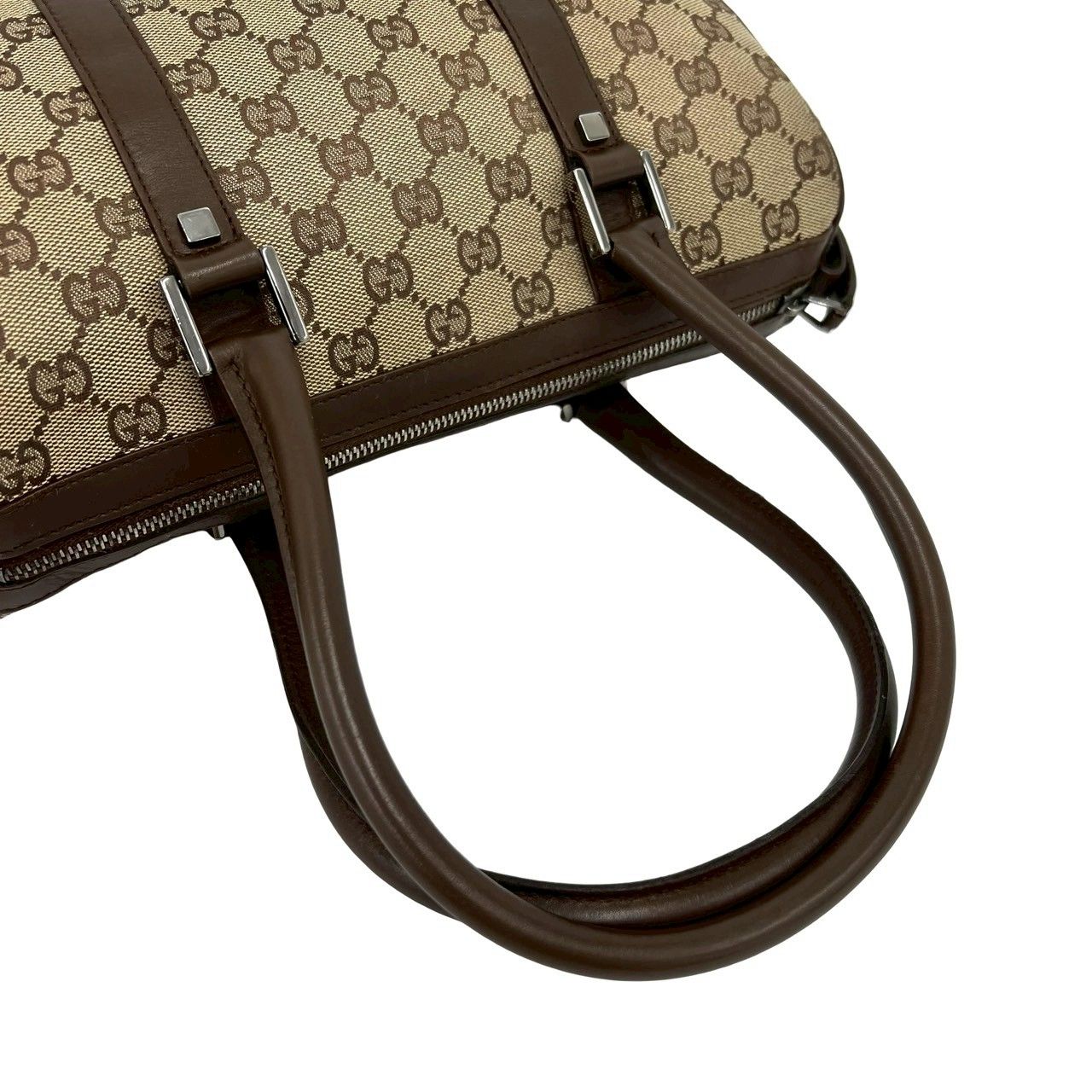 極 美品 GUCCI グッチ GG 柄 ロゴ 金具 キャンバス レザー 本革