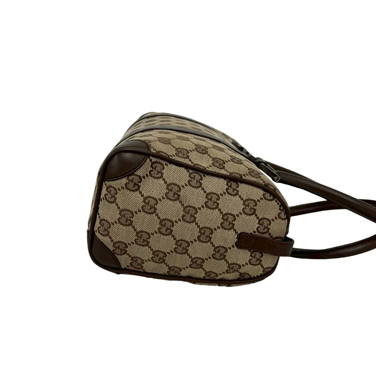 【✨極美品✨】グッチ ミニボストンバッグ レザー G金具 ブラウン 極 美品 GUCCI グッチ GG 柄 ロゴ 金具 キャンバス レザー 本革