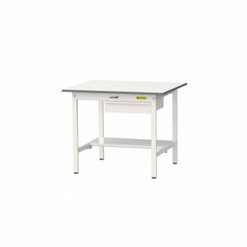 山金工業(YamaTec) SUP-975UT-WW ワークテーブル150シリーズ 固定式 キャビネット付 (H740mm) 900×750mm (半面棚板付)