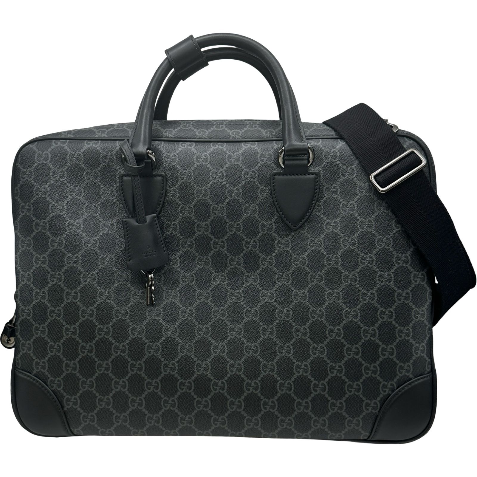 Gucci Gucci Emblem Medium Briefcase 821149 Black GG Supreme Mens Briefcase