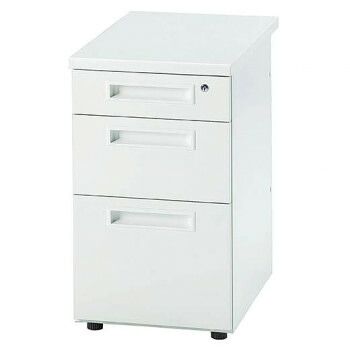 井上金庫販売 オフィス用テーブル 3段 本体ホワイト/天板ホワイト GSD-W047-3 WH