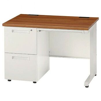 井上金庫販売 オフィス用テーブル W1000 2段左袖 W/ウォールナット GSD-W107-2L WN
