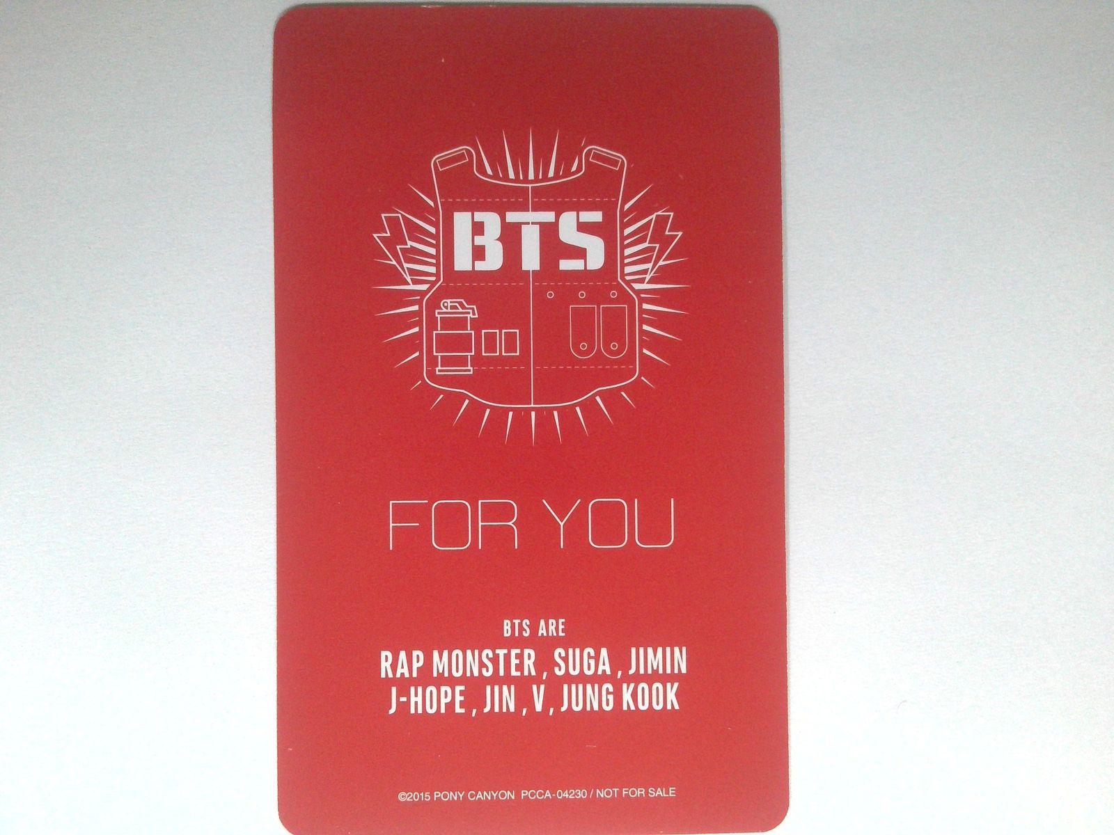 BTS SUGA トレカ FOR YOU 通常盤 初回生産特典(PCCA-04230) シュガ