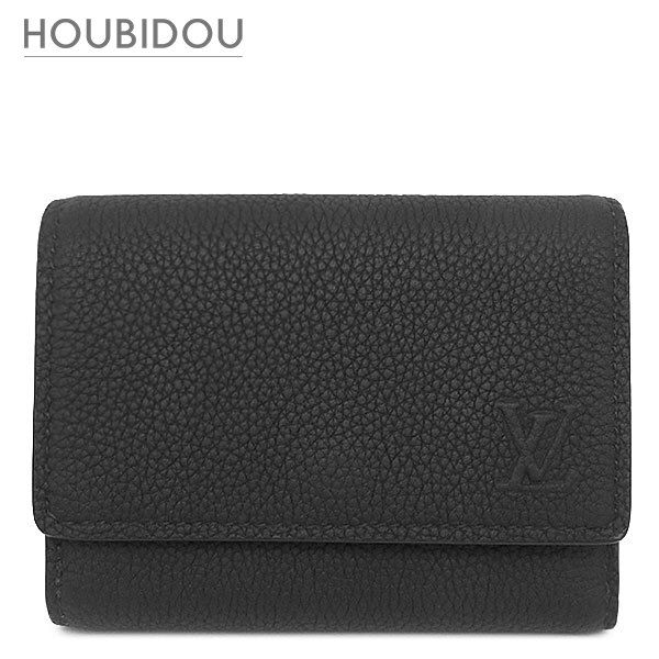 ルイヴィトン LOUIS VUITTON 三つ折り財布 ヴィクター ウォレット カーフ ワクシーカーフレザー ノワール シルバー金具 黒 コンパクトウォレット M26250 RFID 【箱】【中古】