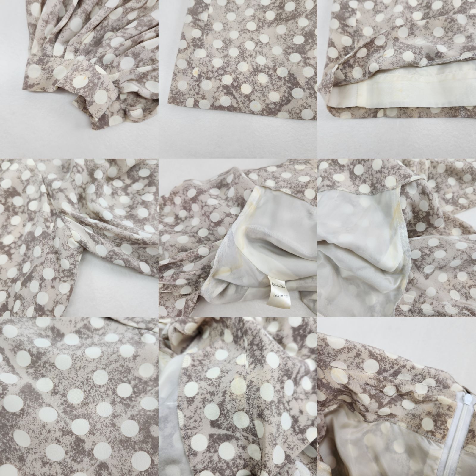 20839✨️クリスチャンディオール 花柄 長袖 シルクドレス ワンピース M Christian Dior 長袖ワンピース クリスチャンディオール シルク100% 絹