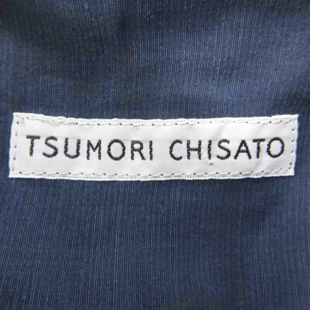 ツモリチサト TSUMORI CHISATO ロングシャツワンピース 絹 シルク M 紺