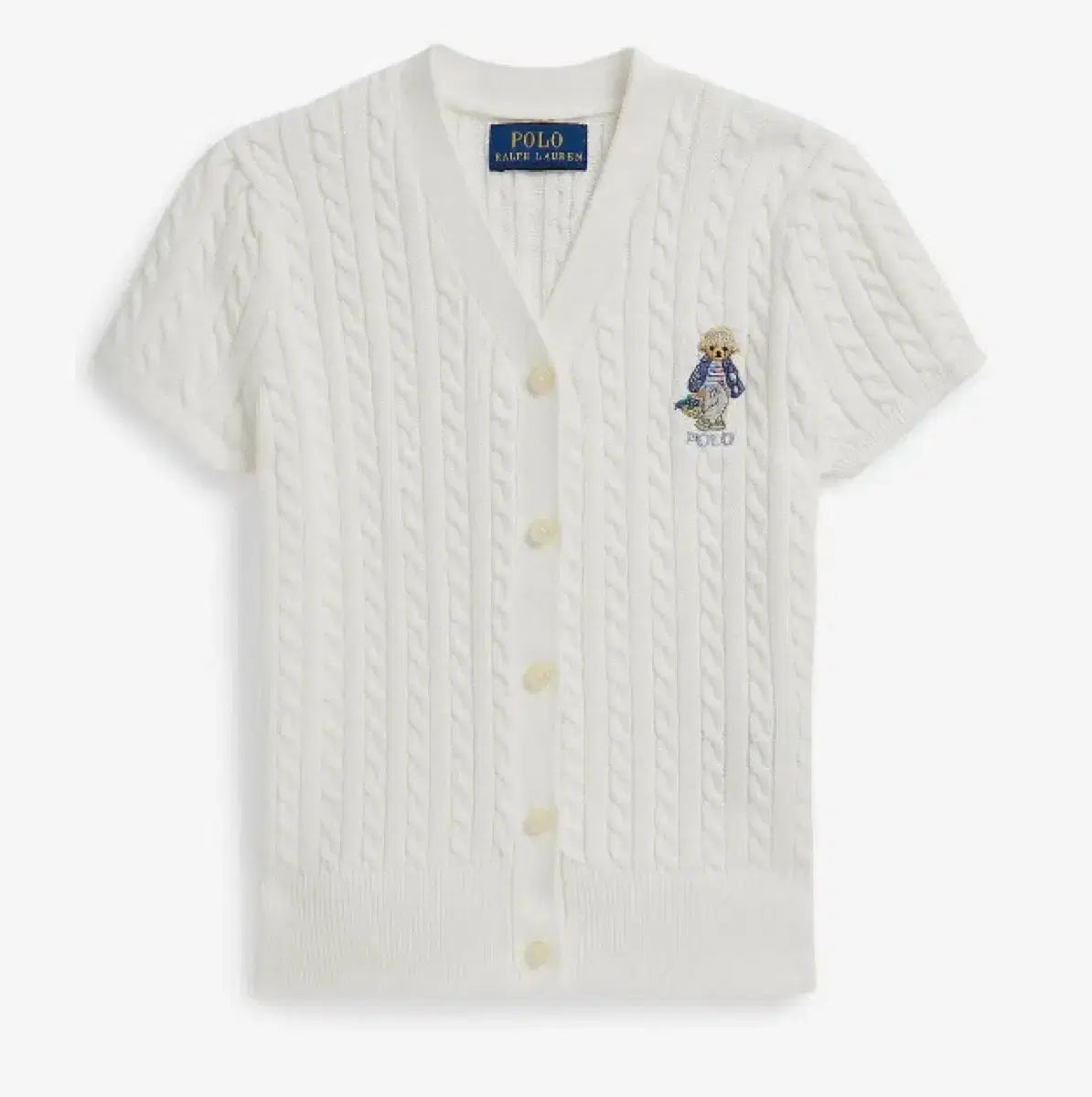 6 6X POLO RALPH LAUREN (ポロラルフローレン) リトルキッズ クマ ケーブル コットン Vネック カーディガン 出品 12,121円