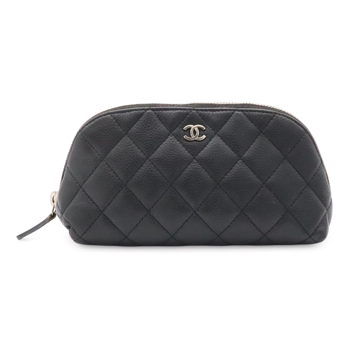 CHANELノベルティ　マトラッセレザー化粧ポーチ　ココマークチャーム　海外限定 CHANEL シャネル マトラッセ ココマーク 化粧ポーチ コスメポーチ