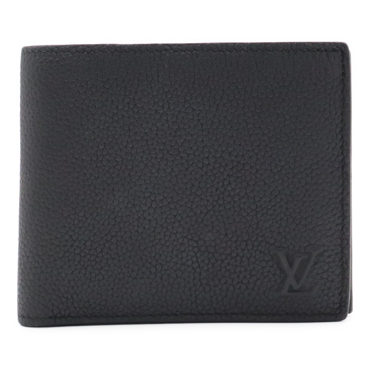 LOUIS VUITTON ルイ ヴィトン LVアエログラム ポルトフォイユ マルコ 2つ折財布 二つ折り財布 レザー ブラック 黒 インシャル入り M25944