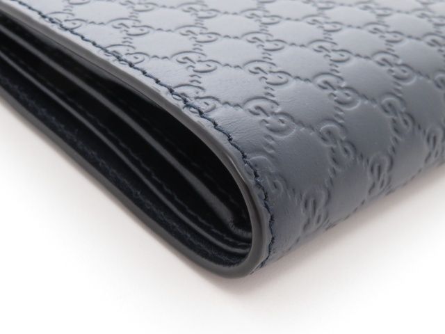 GUCCI グッチ マイクログッチシマ 二つ折財布 ネイビー カーフ 150413