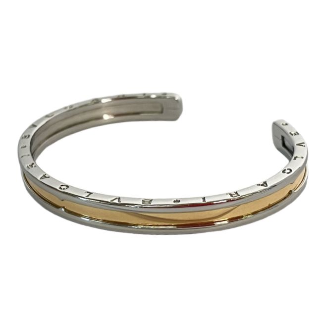 BVLGARI ブルガリ オープン バングル K18 SS ステンレス ピンク ゴールド レディース 中古 T11364918