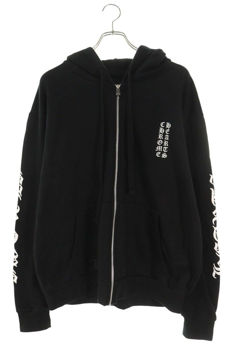 クロムハーツ SWTSHRT HD ZIP アームロゴプリントジップアップパーカー
