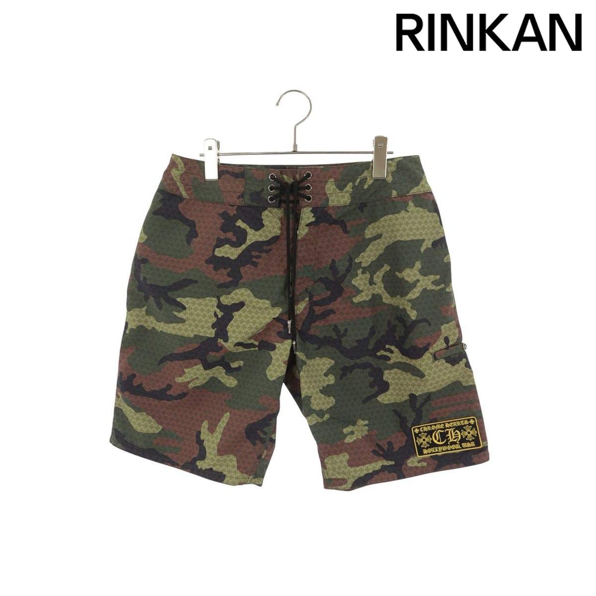 クロムハーツ SURF BRITCHES クロスボタンナイロンCH総柄カモフラハーフパンツ メンズ 34インチ