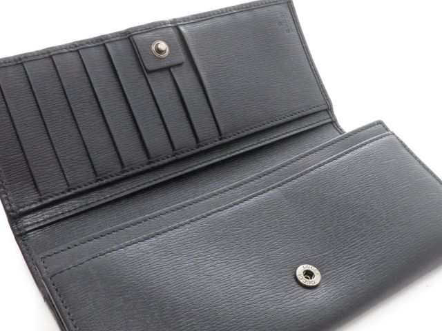 GUCCI グッチ インターロッキングG 二つ折ZIP長財布 ブラック レザー