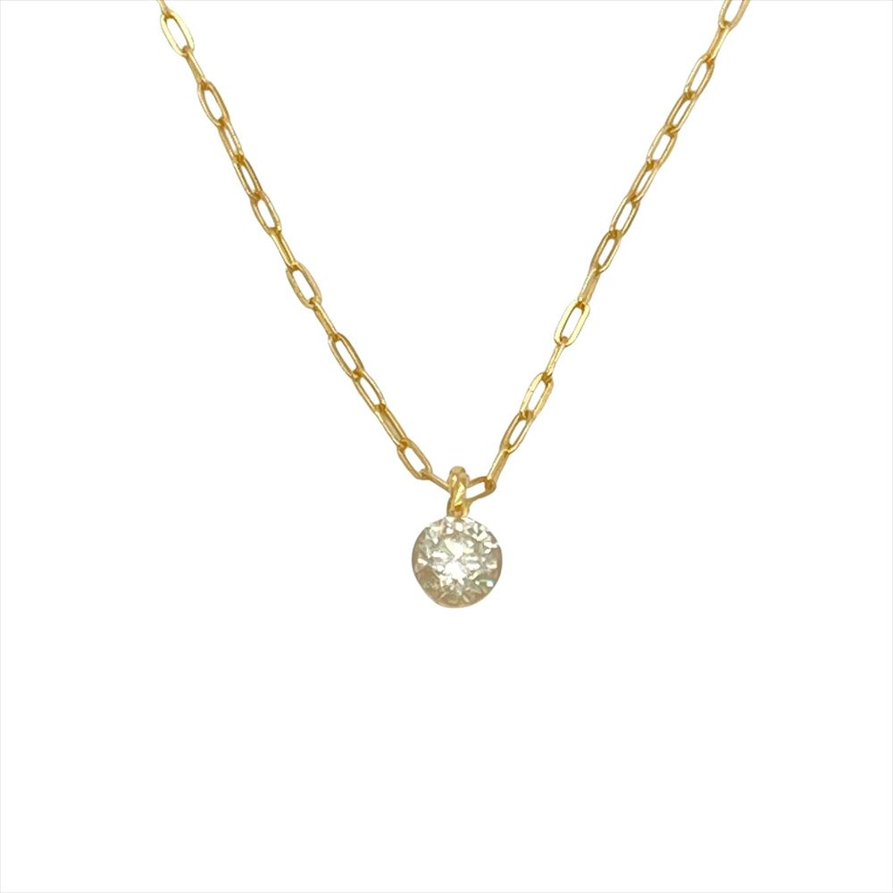 アガット agete 1Pダイヤ ネックレス ダイヤモンド 0.1ct K18YG 0.9g