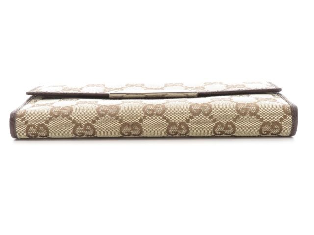 GUCCI グッチ GG Wホック長財布 ベージュ/ダークブラウン キャンバス