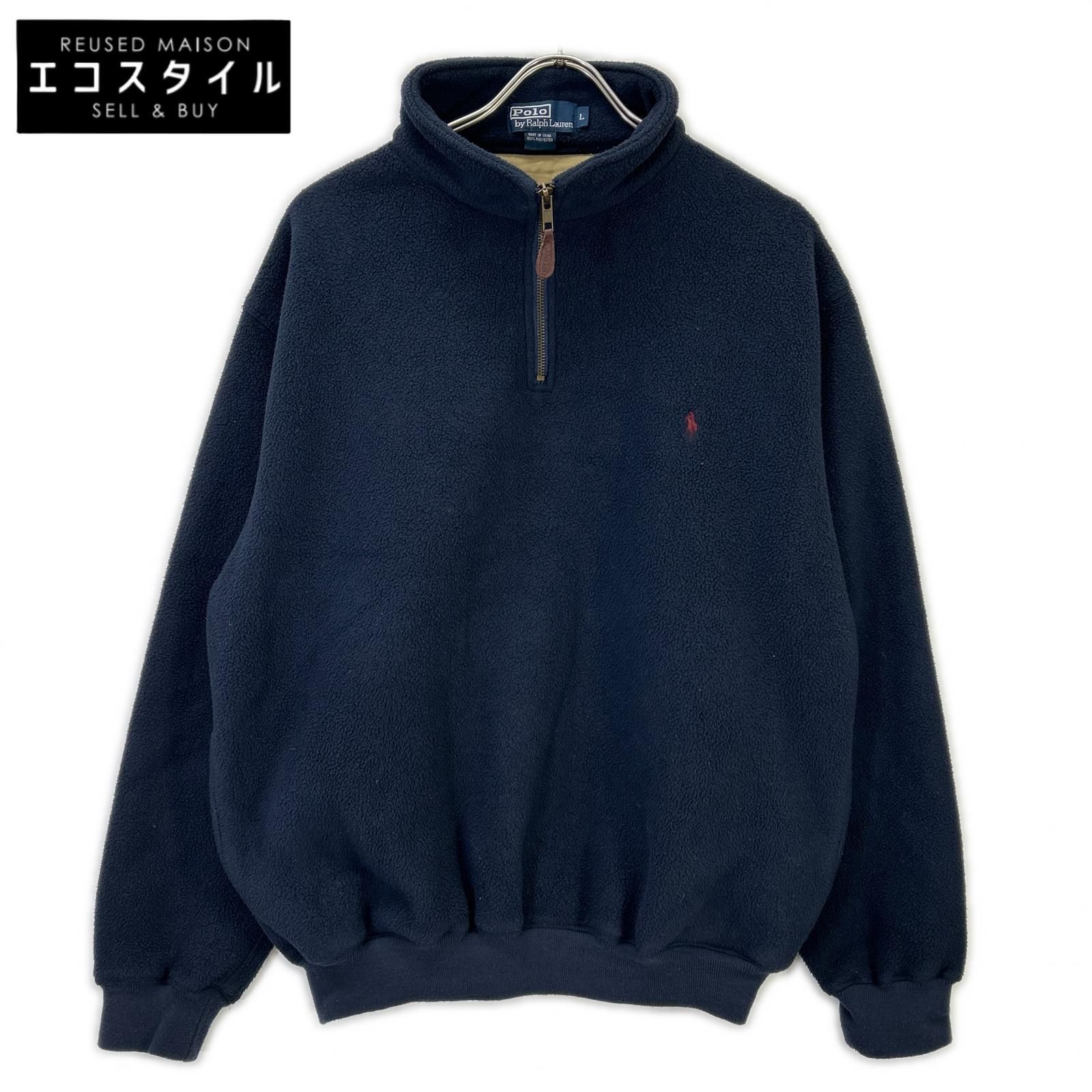 RALPHLAUREN　ラルフローレン　90S ネイビー フリース ハーフジップ ジャケット　L