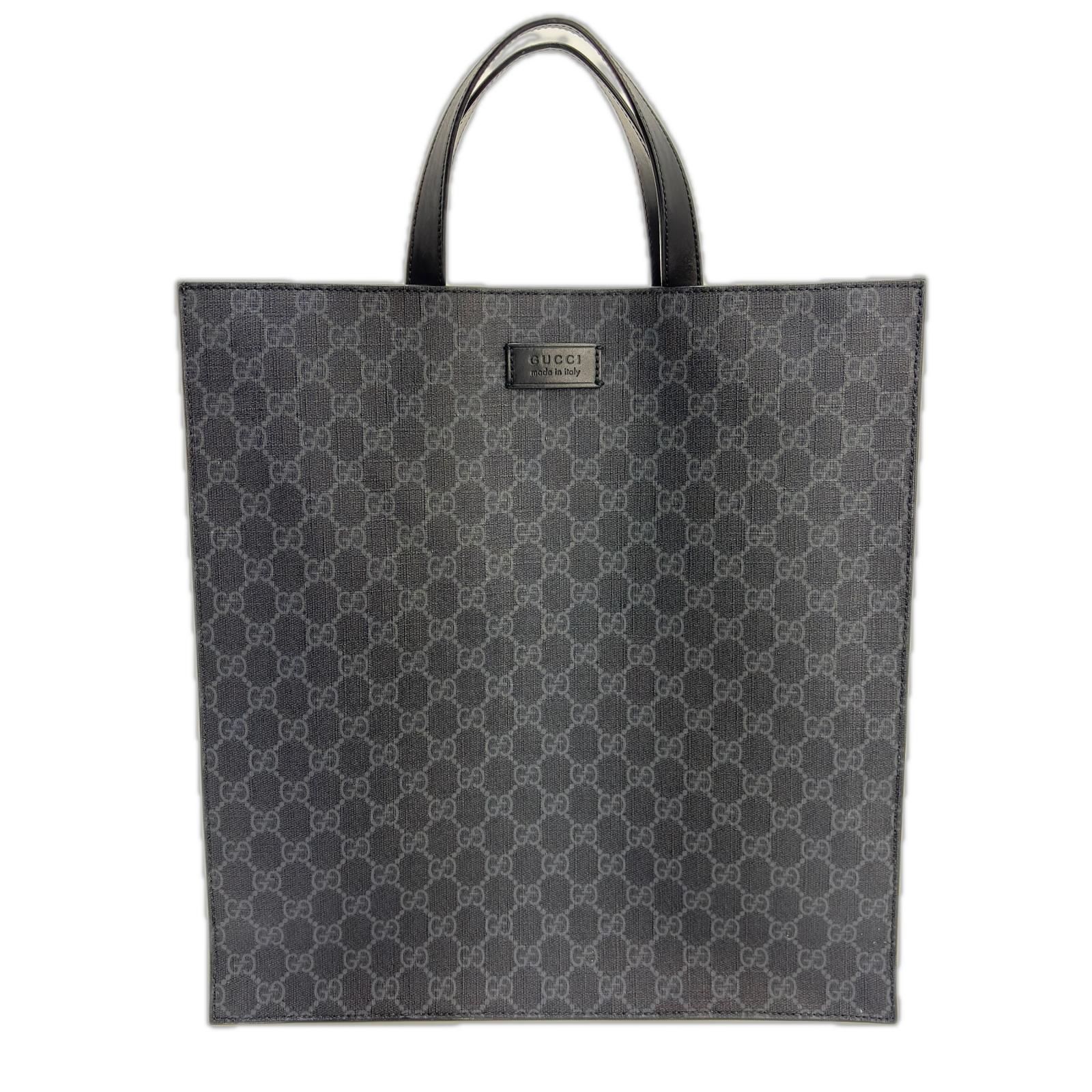 GUCCI グッチ GGスプリーム ハンドバッグ ブラック PVC/レザー 495559