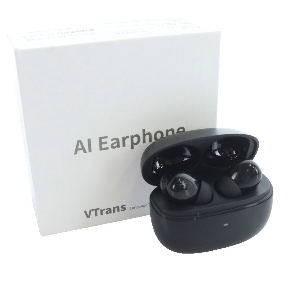 Vtrans ブイトランス AI Earphone 翻訳 ワイヤレスイヤホン イヤフォン 黒 ブラック 箱付き 家電 /MW ■GY18