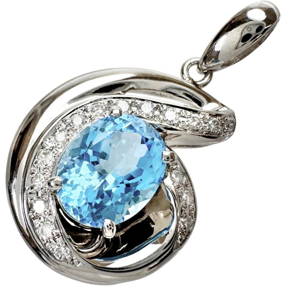 ブルートパーズ 2.38ct ダイヤモンド 0.16ct ペンダントトップ Pt900