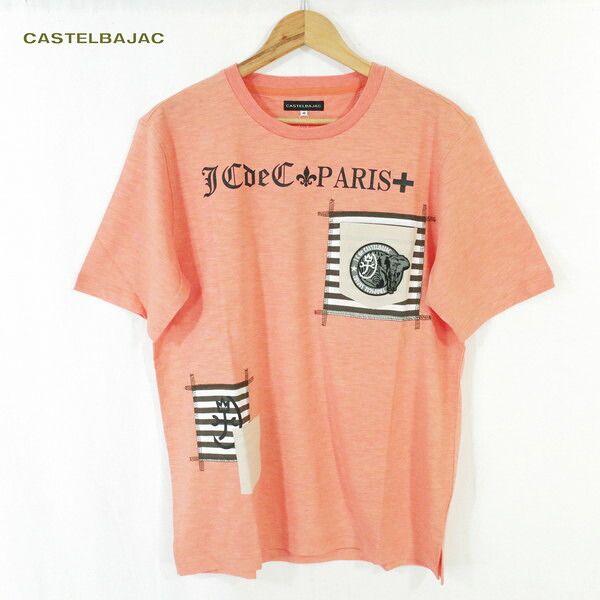 60%OFF 新品 カステルバジャック CASTELBAJAC トップス 48 MCS1374 Lサイズ オレンジ メンズ 半袖Tシャツ コットン ポケット付き 日本製