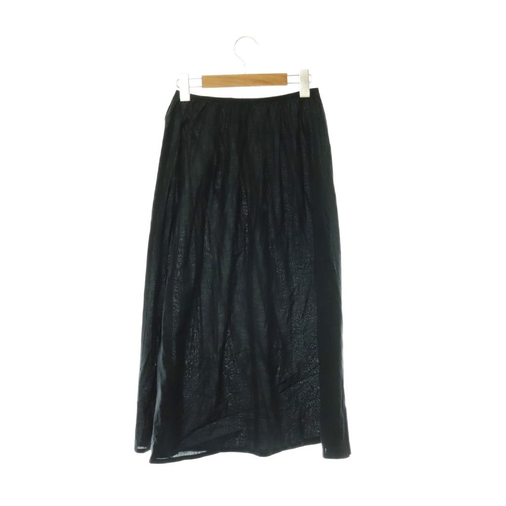 pas de calais リネン　フレアスカート ロング丈 パドカレ pas de calais リネン スカート フレア ロング 36 ブラック