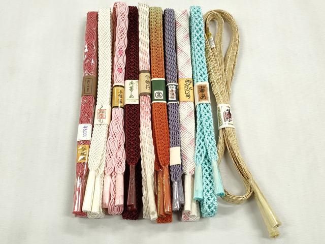 平和屋着物＊夏物　和装小物　上質な帯締め10本セット　レース織　金糸　伊勢丹扱い　やまと誂製　逸品　未使用　CABJ3946qe